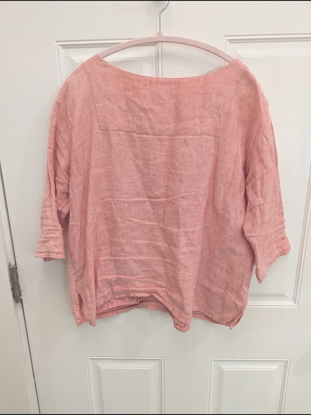 Casual Linen Tunic Top in Blush Pink - Picture 4 of 4